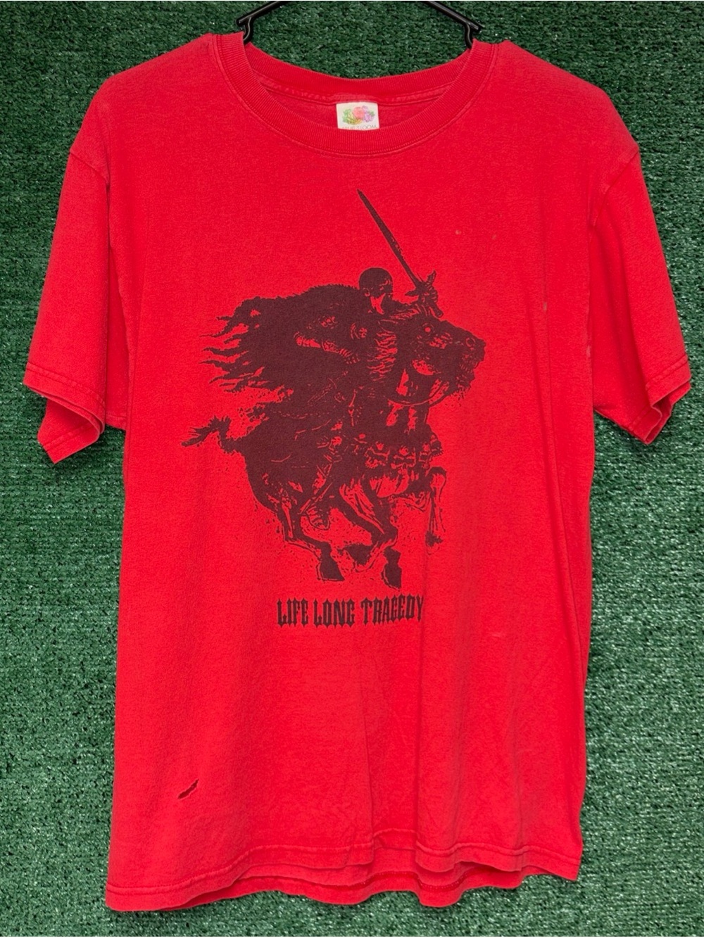 vintage Y2K Life Long Tragedy DISTRESSED Shirt M Fruit Of The Loom tag